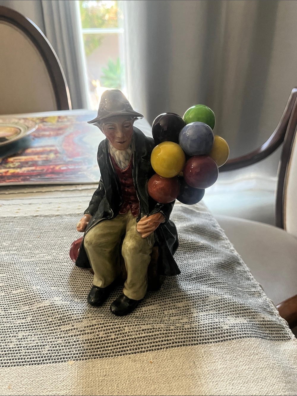 Hand-Painted Ceramic Figurine with Colorful Balloons - Home Art